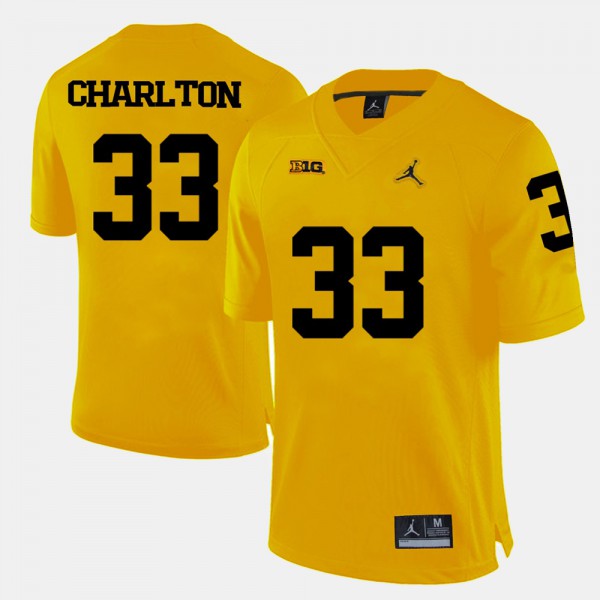 Michigan Wolverines #33 For Men's Taco Charlton Jersey Yellow College Football College